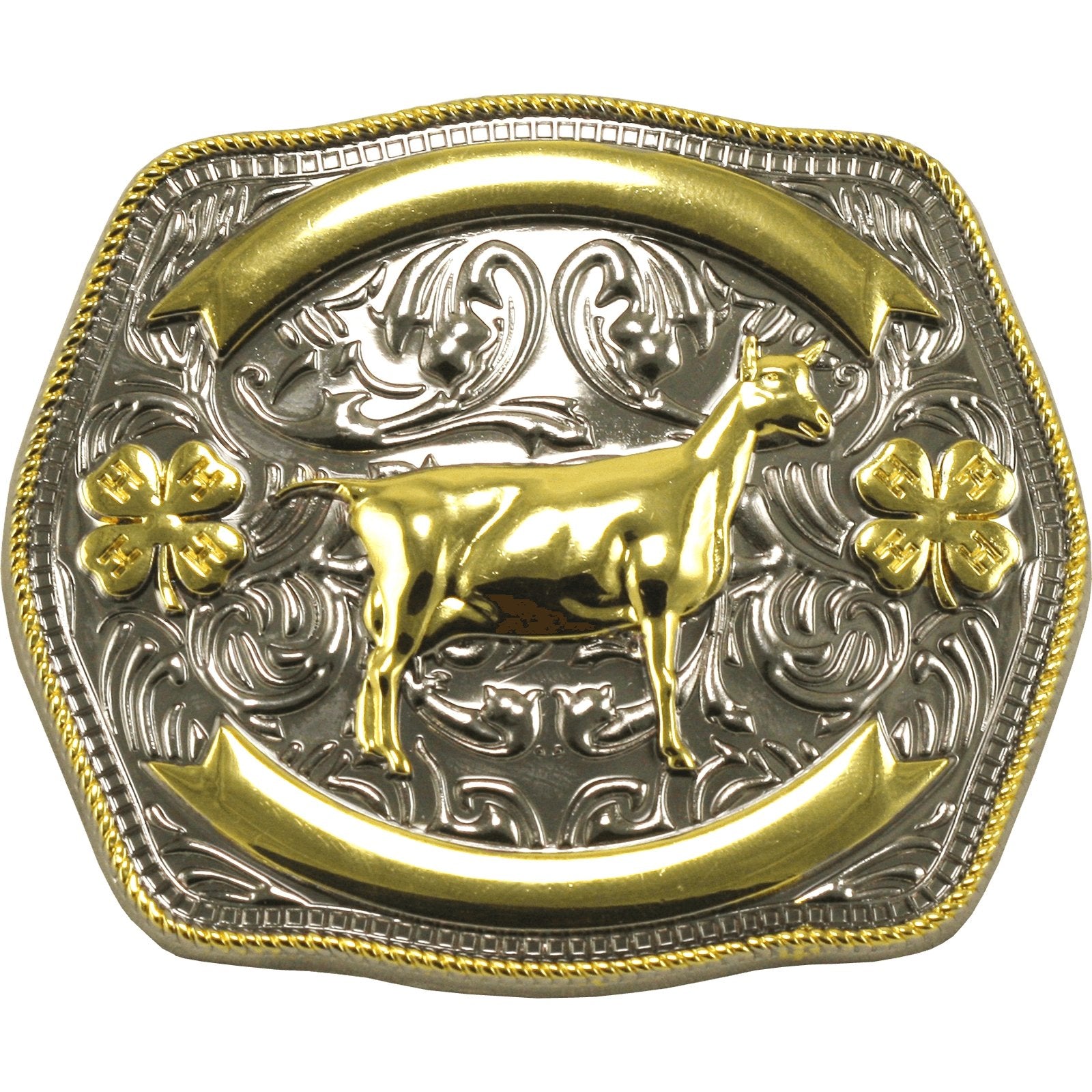Gold Belt Buckle, Engraved Initials