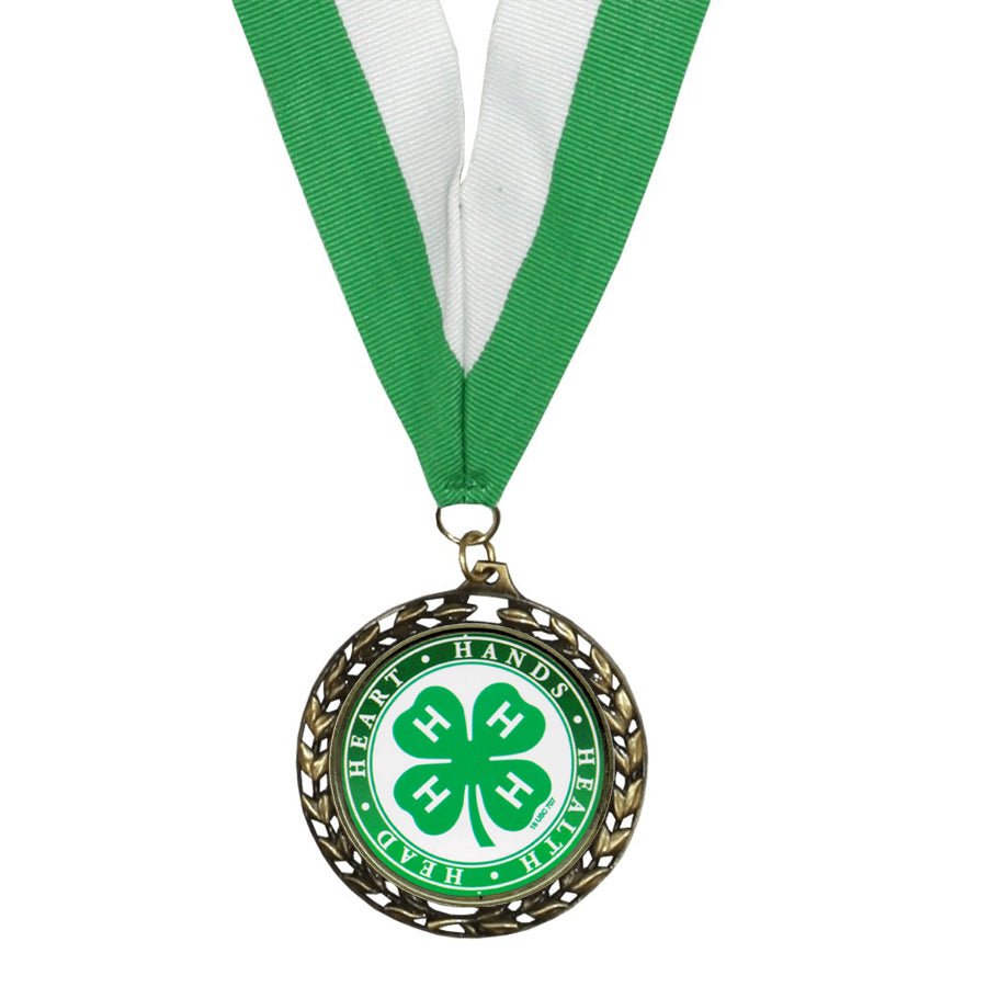 4H Head, Heart, Hand, and Health Medal With Green & White Ribbon Shop 4H