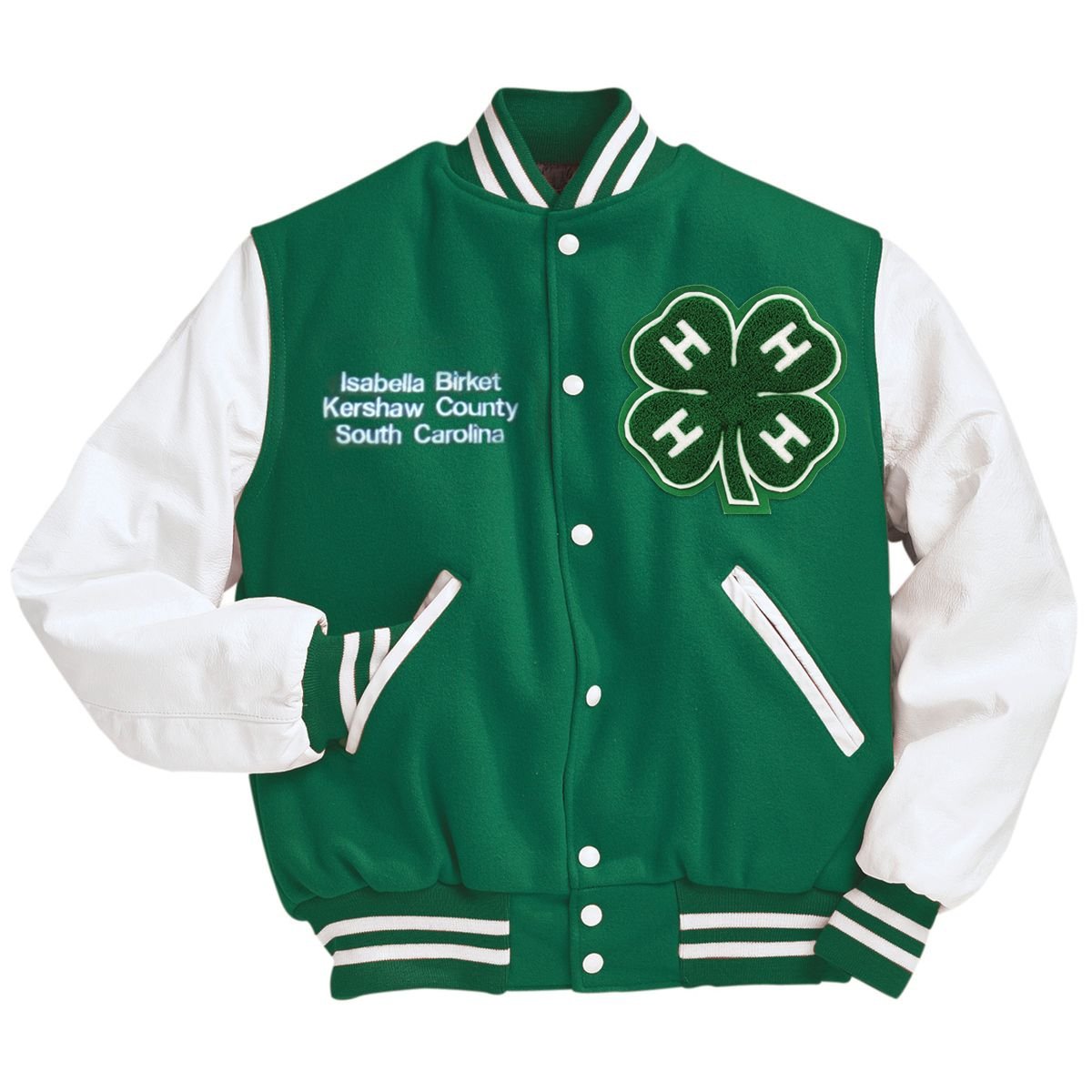 Adult Sweatshirt Varsity Jacket GREEN/WHITE
