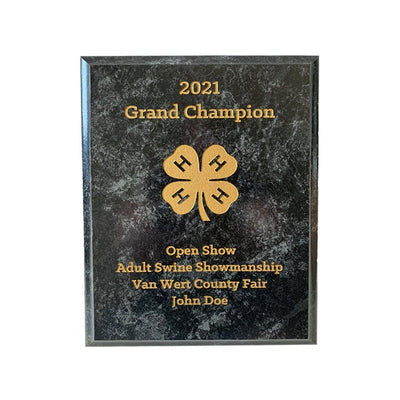 7" x 9" Black Marbled Plaque w/ Gold Engraving - Shop 4-H