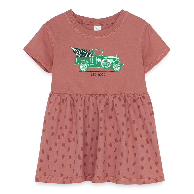 Baby 4-H Holiday Truck Dress - mauve