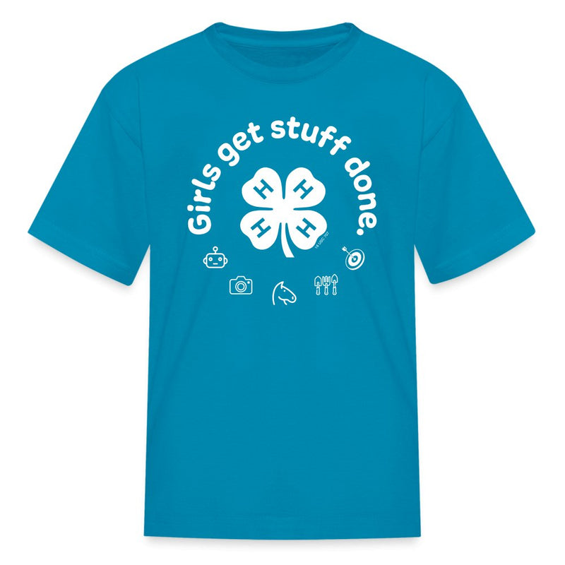 Youth Girls Get Stuff Done Round Logo Classic T-Shirt - Shop 4 - H