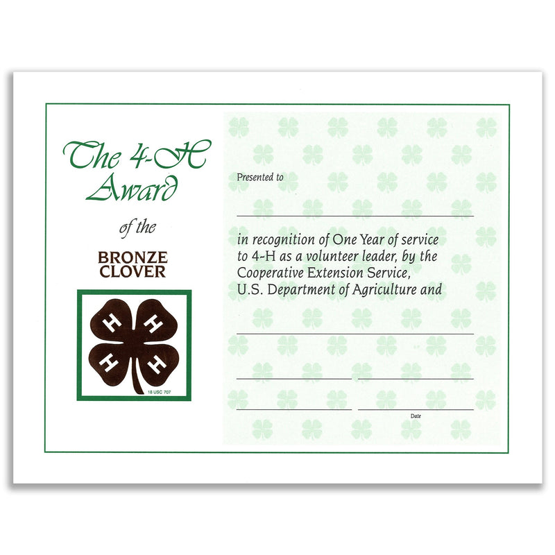 1 Year Recognition Certificate - Shop 4-H