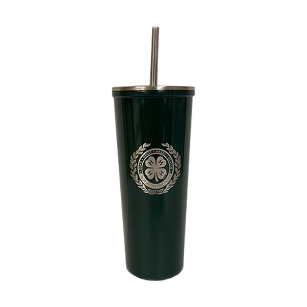 4-H Crest Stainless Steel Tumbler with Straw