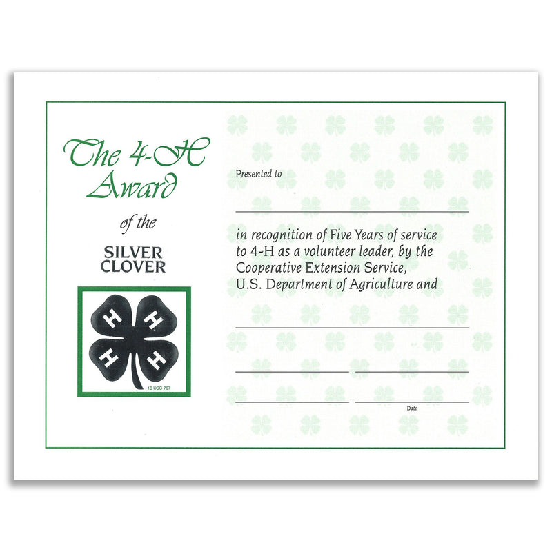 5 Year Recognition Certificate - Shop 4-H