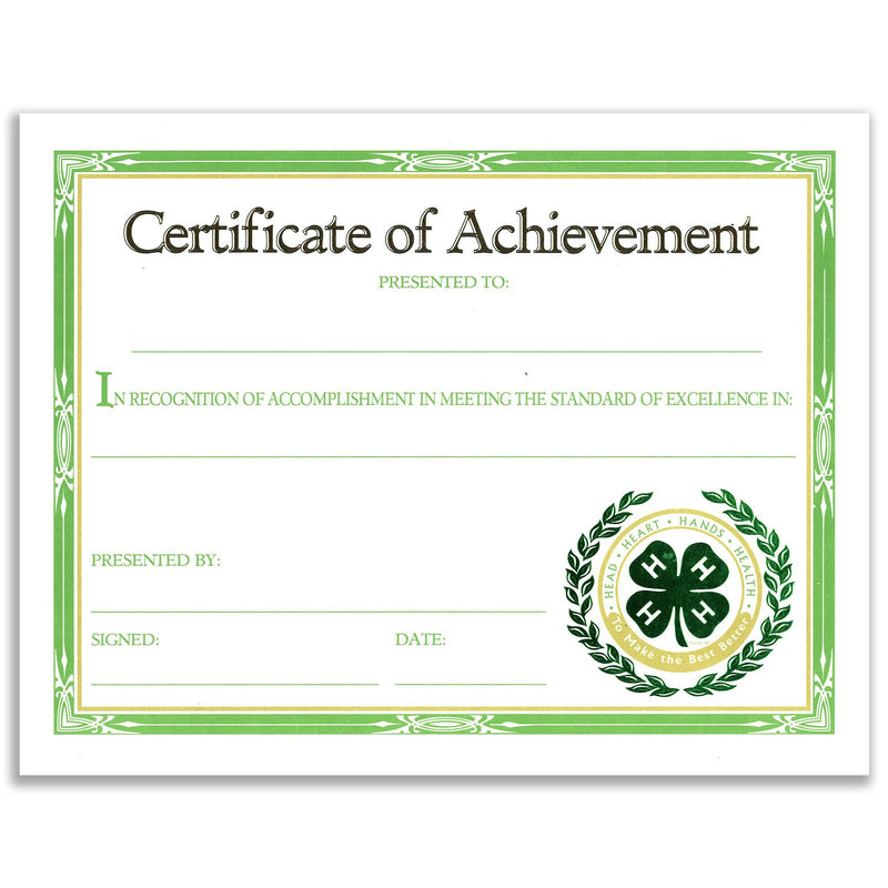 Achievement Certificate - Shop 4-H