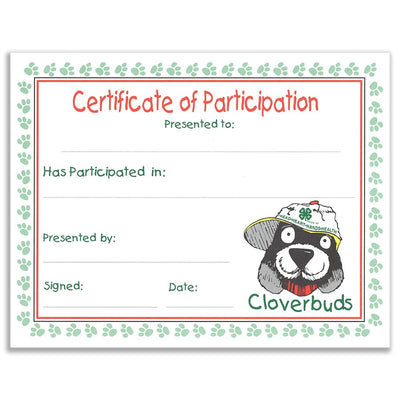 Cloverbuds Certificate - Shop 4-H