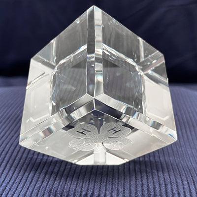 Custom Clover Engraved Crystal Cube Award - Shop 4-H