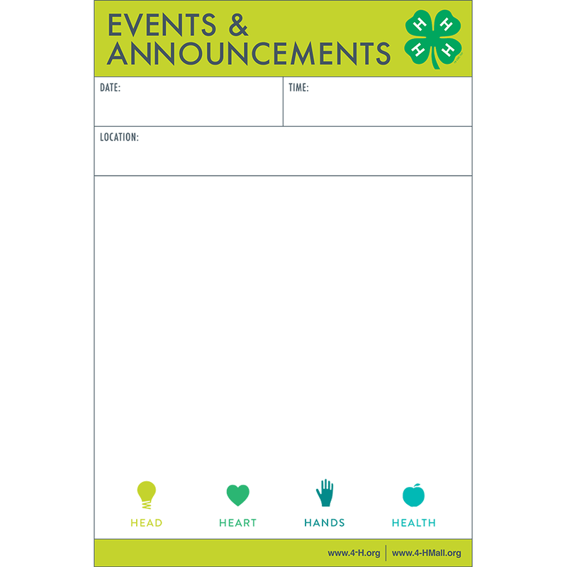 Laminated Meeting Annoucement Poster - Shop 4-H