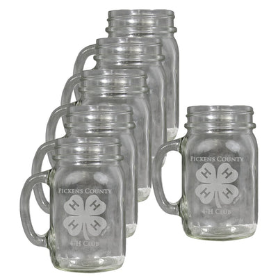Set of 6 Personalized Clover Mason Jars - Shop 4-H