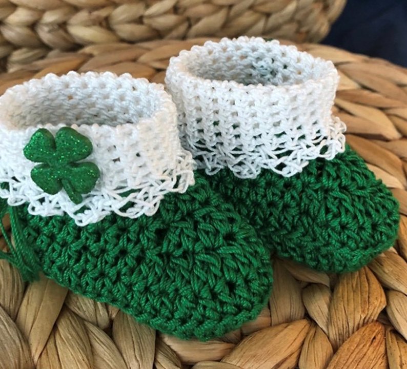 Sweet Feet Baby Girl Green & White Knit Booties - Shop 4-H