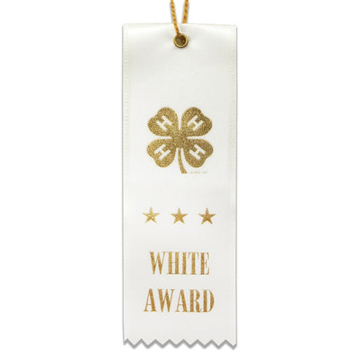 White Award Ribbon - Shop 4-H